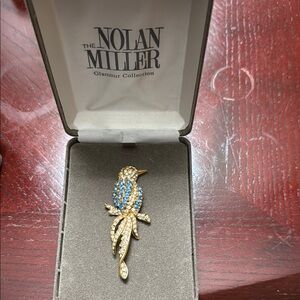 Nolan Miller Gold and Blue Cross Brooch